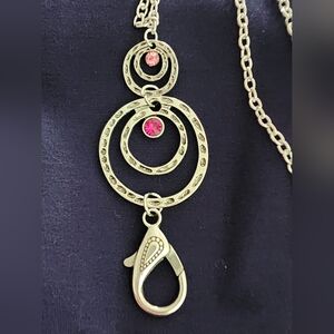 Pink Gem Lanyard Necklace Or Eyeglass Holder NEW Adjustable, Long Length